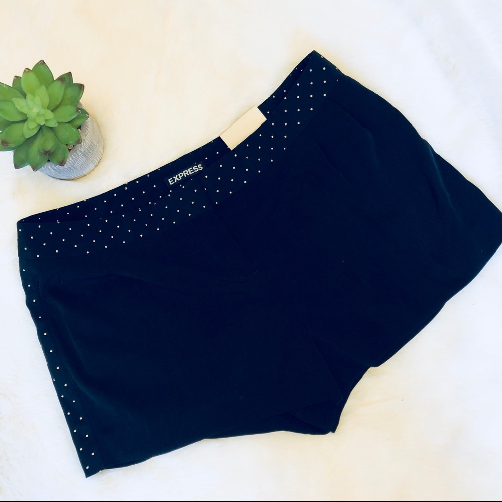 Express Black Short Gold Trim 2 NWT